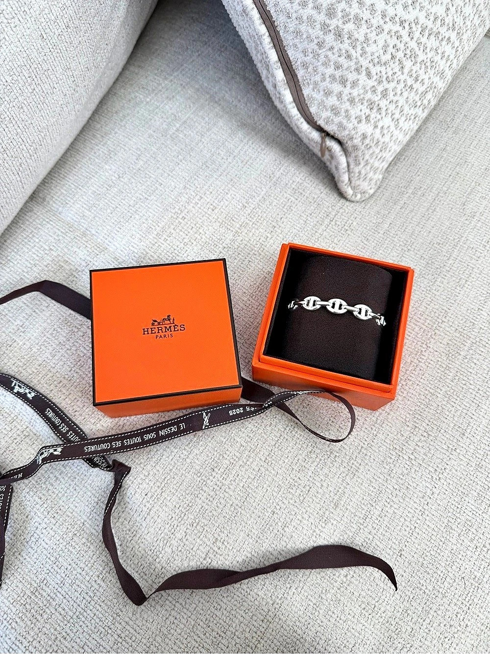 Hermès Chaine d'Ancre Enchainee Bracelet, Medium Model Silver
